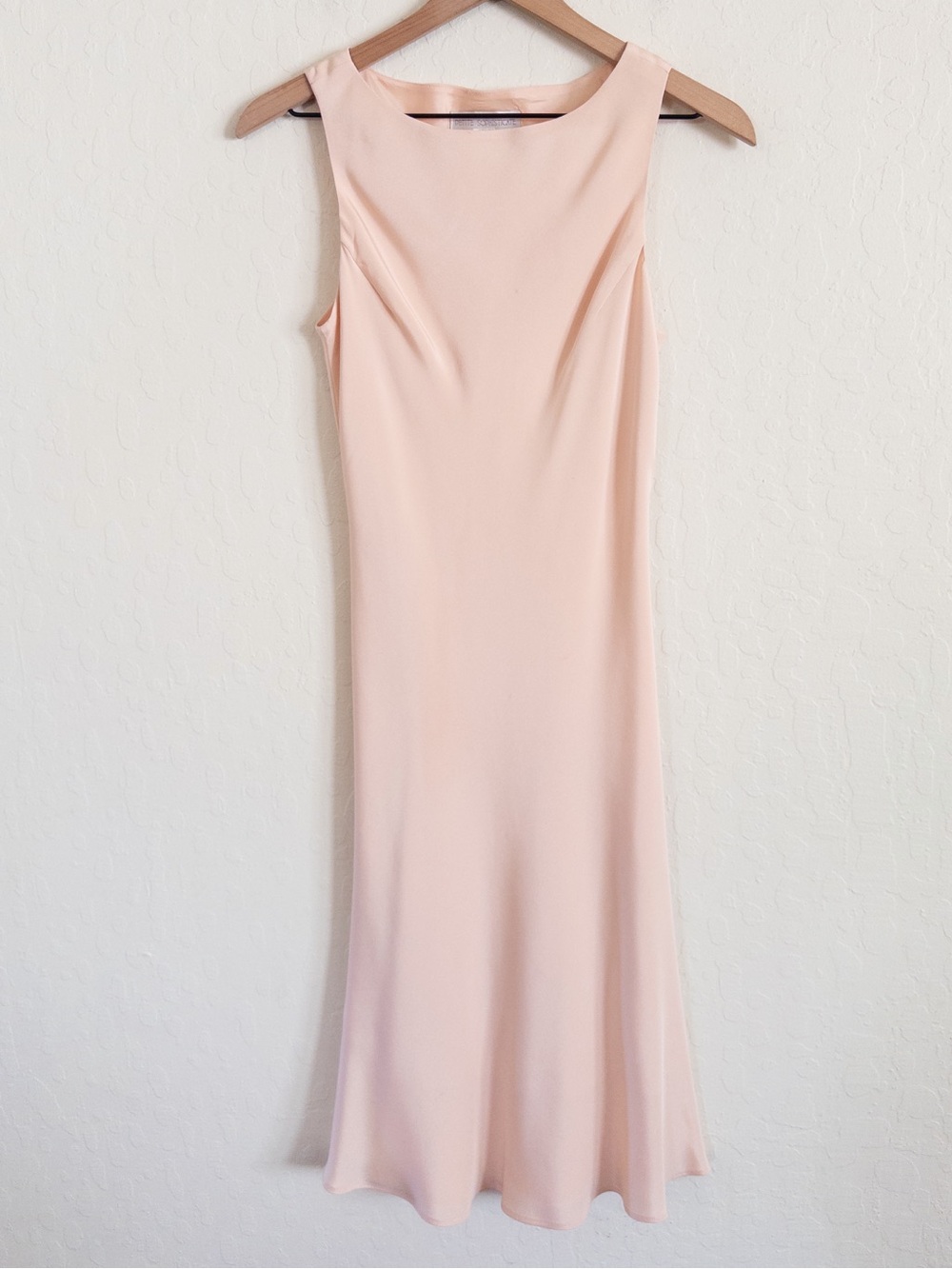 Vintage 90s Y2K Petite Sophisticate 100% Silk Sleeveless Midi Dress 6 Blush Pink